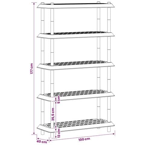 Unità di scaffalatura 5 livelli 100 x 40 x 177 cm PP Bianco - Foto 8