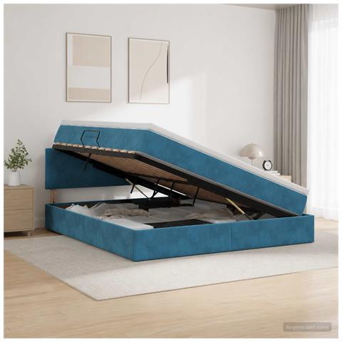 Letto con Contenitore Blu Scuro 180 x 200 cm Velluto - Foto 2