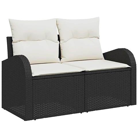 Set di divani 7 pz Nero e Bianco Crema - Foto 2