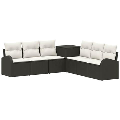 Set di divani 7 pz Nero e Bianco Crema - Foto 1