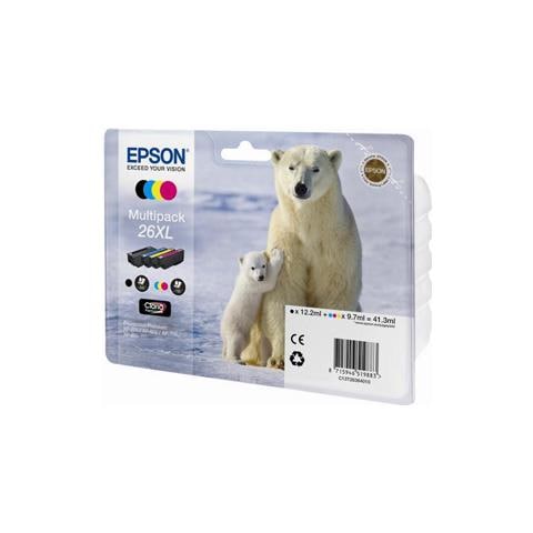 C13T26364010 Cartuccia Ink Originale Multipack Nera Ciano Magenta Gialla per Epson Premium XP-610 Capacità Nera 500 / Colori 700 Pagine Confezione 4 pezzi - Foto 12