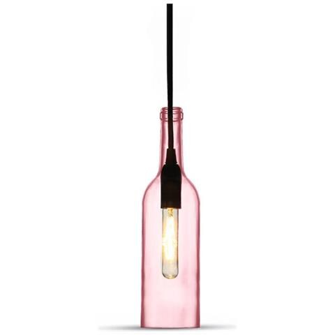 3 Lampadari V-tac Portalampada Bottiglia Vetro Pendente Sospensione E14 Rosa - Foto 1