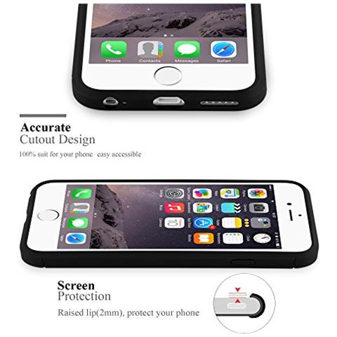 Custodia Compatibile Con Apple Iphone 6 / Iphone 6s In Brushed Nero - Coperchio Protettivo In Silicone Tpu Flessibile In Look Acciaio Inossidabile-fibra Di Carbonio - Foto 2
