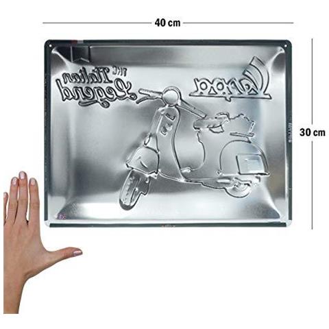 Retro Targa In Metallo - Idea Regalo Per Gli Appassionati Di Scooter La Placca Di Metallo Vintage Design Per La Decorazione Della Parete 30 X 40 Cm - Vespa - Italiano Leggenda - Foto 2