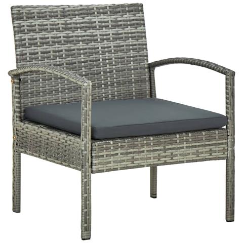 Sedia Reclinabile Da Giardino VidaXL In Polyrattan Grigio – Con Cuscini Inclusi, Telaio In Acciaio, Regolabile