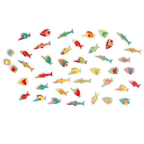 Pesce Gioco Colorato 8 Cm Legno Rosso 43 Parti - Foto 2