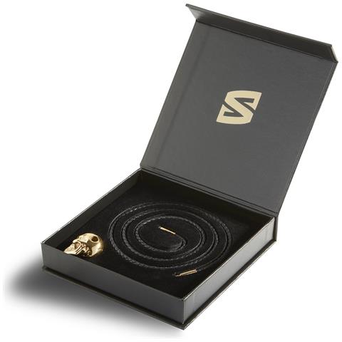 Collana da Uomo in Vera Pelle, ""Skull"", 60cm, Oro - Foto 3