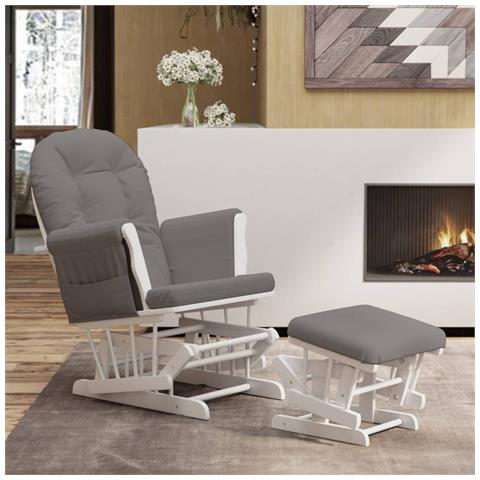 Poltrona Glider Con Sgabello Grigio Scuro In Tessuto - Foto 8