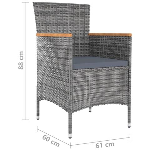 Set Da Pranzo Per Giardino 9 Pz Con Cuscini Grigio - Foto 10