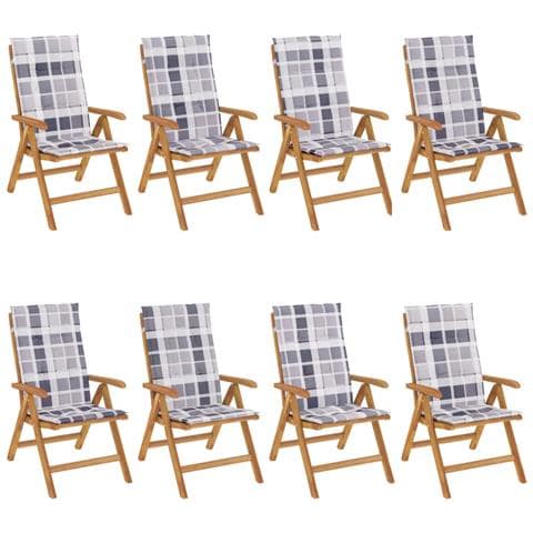 Sedie Da Giardino Reclinabili Con Cuscini 8 Pz In Legno Di Teak - Foto 1