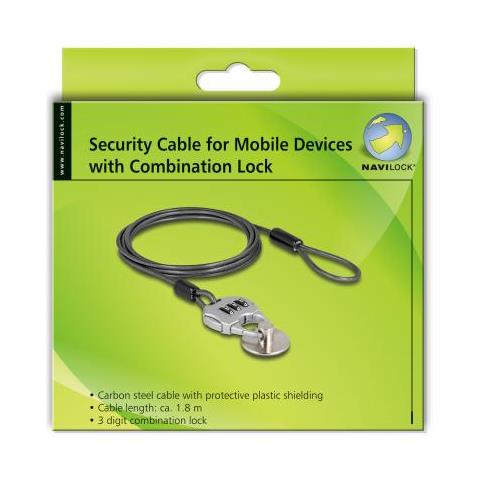 Cavo Di Sicurezza Navilock Per Tablet E Smartphone Con Lucchetto A Combinazione E Acciaio - Foto 2