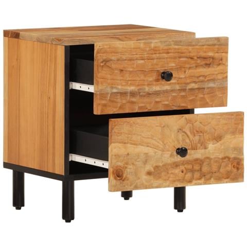 Comodino 40x33x46 Cm In Legno Massello Di Acacia - Foto 3