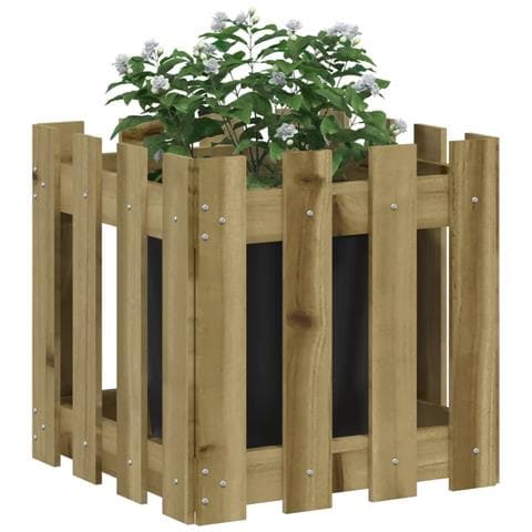Fioriera Giardino A Recinzione 40x40x40pino Massello Impregnato - Foto 2