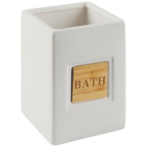 Set Accessori Bagno Ceramica Beige E Legno Chiaro Kourou - Foto 2