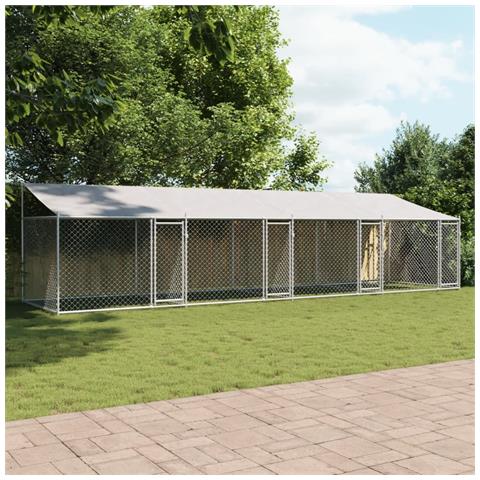 Gabbia Cani Con Tetto E Porte Grigia 8x2x2 M In Acciaio Zincato - Foto 2