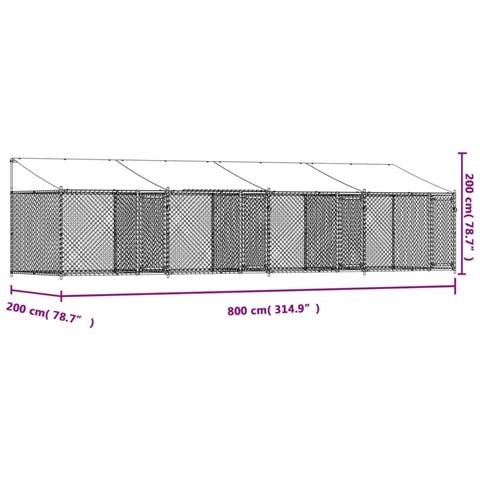 Gabbia Cani Con Tetto E Porte Grigia 8x2x2 M In Acciaio Zincato - Foto 8