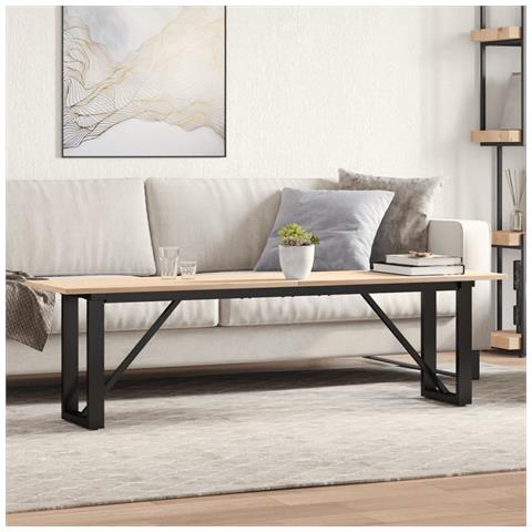 Tavolino Salotto Telaio A O 160x40x45cm Massello Pino E Ghisa - Foto 1