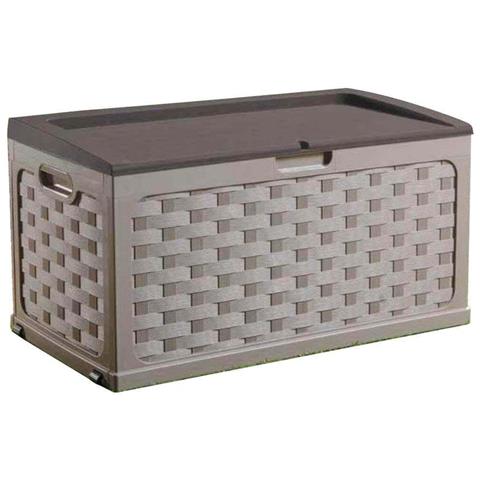 Cassapanca Baule Da Esterno In Resina Con Seduta Rattan Antracite Con Rotelle - Foto 3