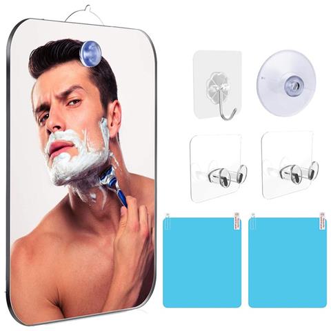 Specchio Ingranditore Specchio Doccia Appeso A Parete Con Gancio Pellicola Antiappannamento Bagno - Foto 4