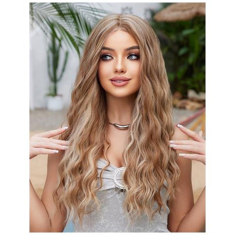 Parrucca Lunga Riccia Con Pizzo Frontale Lightbrown - Foto 2