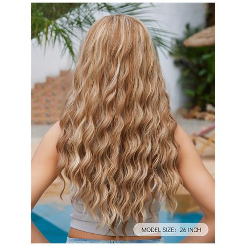 Parrucca Lunga Riccia Con Pizzo Frontale Lightbrown - Foto 5