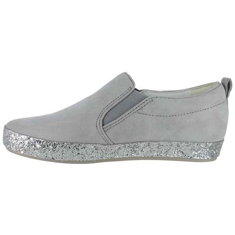 Mezze Scarpe Slip-on In Pelle Grigio Argento Da Donna 40 - Foto 2