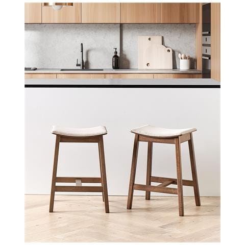 Set Di 2 Sgabelli Da Bar Dixon Legno Marrone Scuro /beige - Foto 1