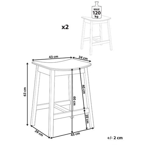 Set Di 2 Sgabelli Da Bar Dixon Legno Marrone Scuro /beige - Foto 8