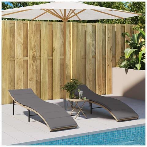 Lettini Prendisole 2 Pz Con Tavolino Beige In Polyrattan - Foto 3