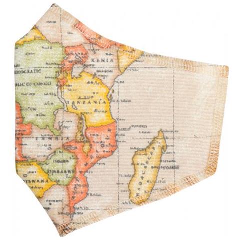 Cora M4pz-05 Mascherina Adulto Fantasia Carta Geografica Beige - Foto 1
