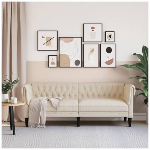 Divano Chesterfield A 3 Posti In Lino - Foto 3