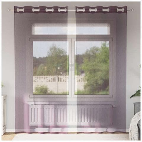 Tende In Voile Con Occhielli 2 Pz Viola 140x245 Cm - Foto 1