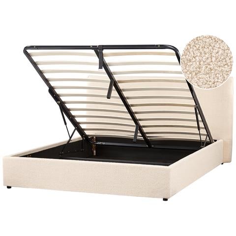 Letto Contenitore Bouclé Lavaur 160 X 200 Cm Beige - Foto 2