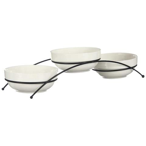 Set 3 Ciotole Rotonde In Porcellana Bianca 350ml C Sopor 38x8x13,7 Cm. Colore Bianco - Foto 1