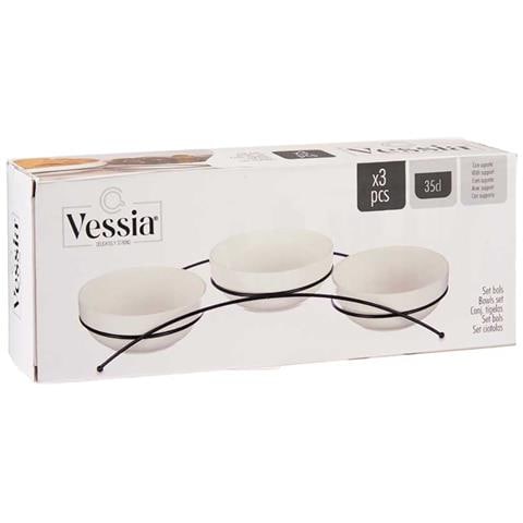 Set 3 Ciotole Rotonde In Porcellana Bianca 350ml C Sopor 38x8x13,7 Cm. Colore Bianco - Foto 2