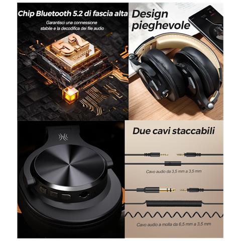 Fusion A70 Hi-Res Cuffie DJ Wireless, Cavo e Microfono Gold /Black - Foto 2