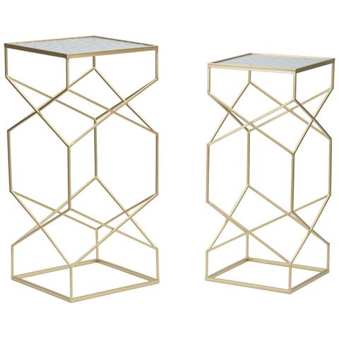 Tavolino Mf565 - Oro - Metallo - 31,5x31,5x68 Cm - Foto 1