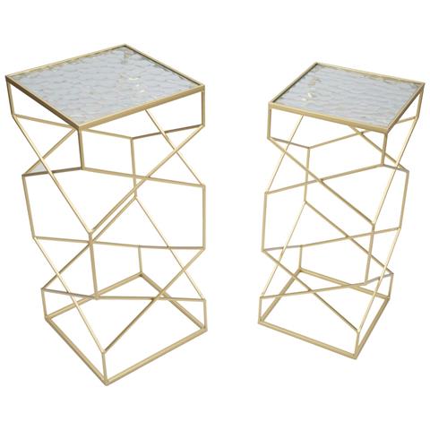 Tavolino Mf565 - Oro - Metallo - 31,5x31,5x68 Cm - Foto 2