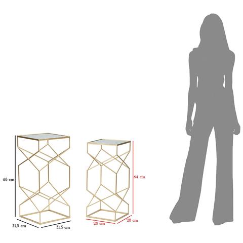 Tavolino Mf565 - Oro - Metallo - 31,5x31,5x68 Cm - Foto 8
