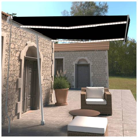 Tenda Da Sole Retrattile Manuale Con Led 300x250 Cm Antracite - Foto 8