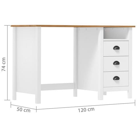 Scrivania Hill Con 3 Cassetti 120x50x74 Cm Massello Di Pino - Foto 7