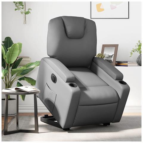 Lusso Casadino - Poltrona Alzapersona Reclinabile Grigio In Similpelle - Foto 8