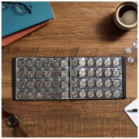 Libro Per La Raccolta Di Francobolli, Album Per Monete Da 240 Tasche Per Collezionisti Black - Foto 5