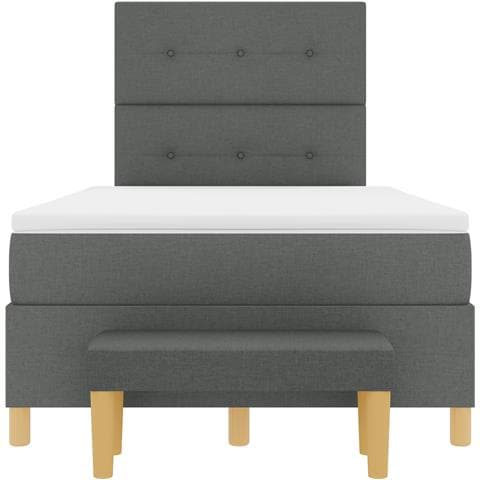 Letto a Box Spring con Materasso e Panchina Grigio Scuro 120x190 cm Tessuto - Foto 9