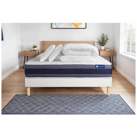 Pacchetto Letto Completo - Materasso 140x200cm + Box Spring Con Doghe (kit) + 2 Cuscini + Piumino - Actimemo Morpho - Foto 1