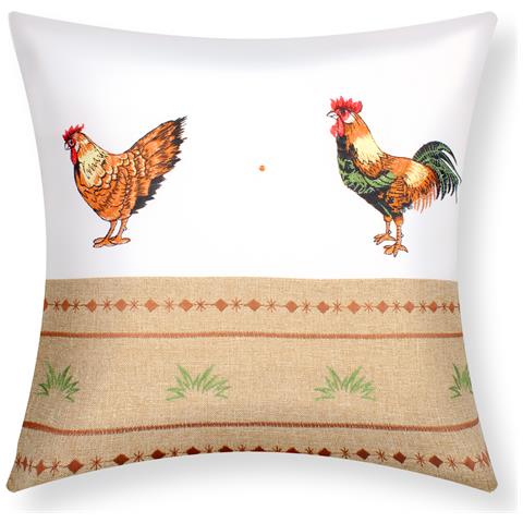 Set Di 2 Copricuscini 40x40 Cm Con Ricamo Di Gallo - Foto 1