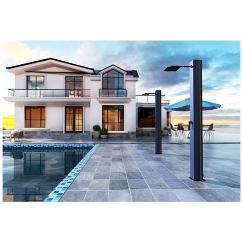 Imex Doccia Piscina In Acciaio 316 Blu Oceano E Nero Opaco Con Serbatoio Da 39 Litri E Diffusore Anticalcare Phoenix - Foto 1