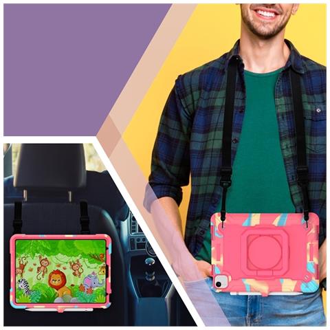 Custodia Per Ipad Pro 3/2/1 11"" Con Supporto E Tracolla Rosa - Foto 4