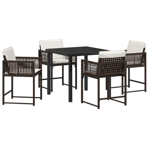 Set da Pranzo per Giardino 5 pcs Marrone polyrattan - Foto 1