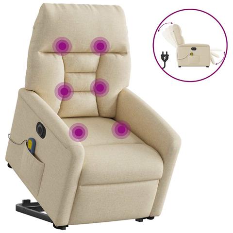 Poltrona Alzapersona Massaggiante Elettrica Crema in Tessuto - Foto 1